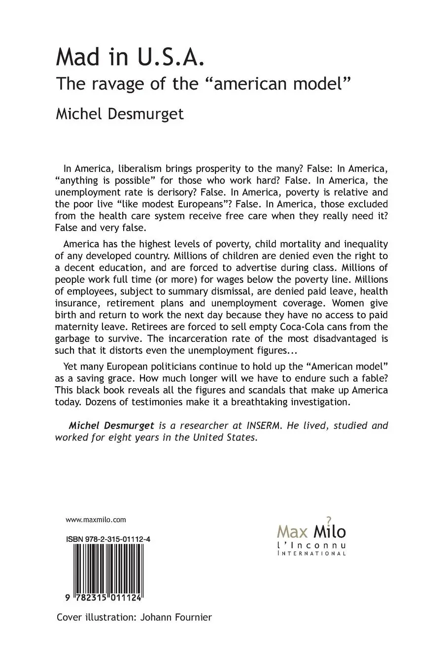 Rückseite: 9782315011124 | Mad in U.S.A. | The ravages of the "American model" | Michel Desmurget