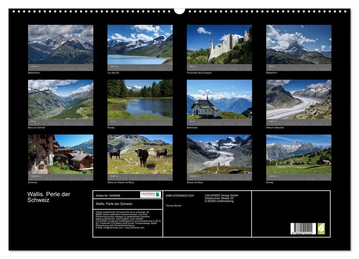 Bild: 9783594021224 | Wallis. Perle der Schweiz (Wandkalender 2027 DIN A2 quer), CALVENDO...