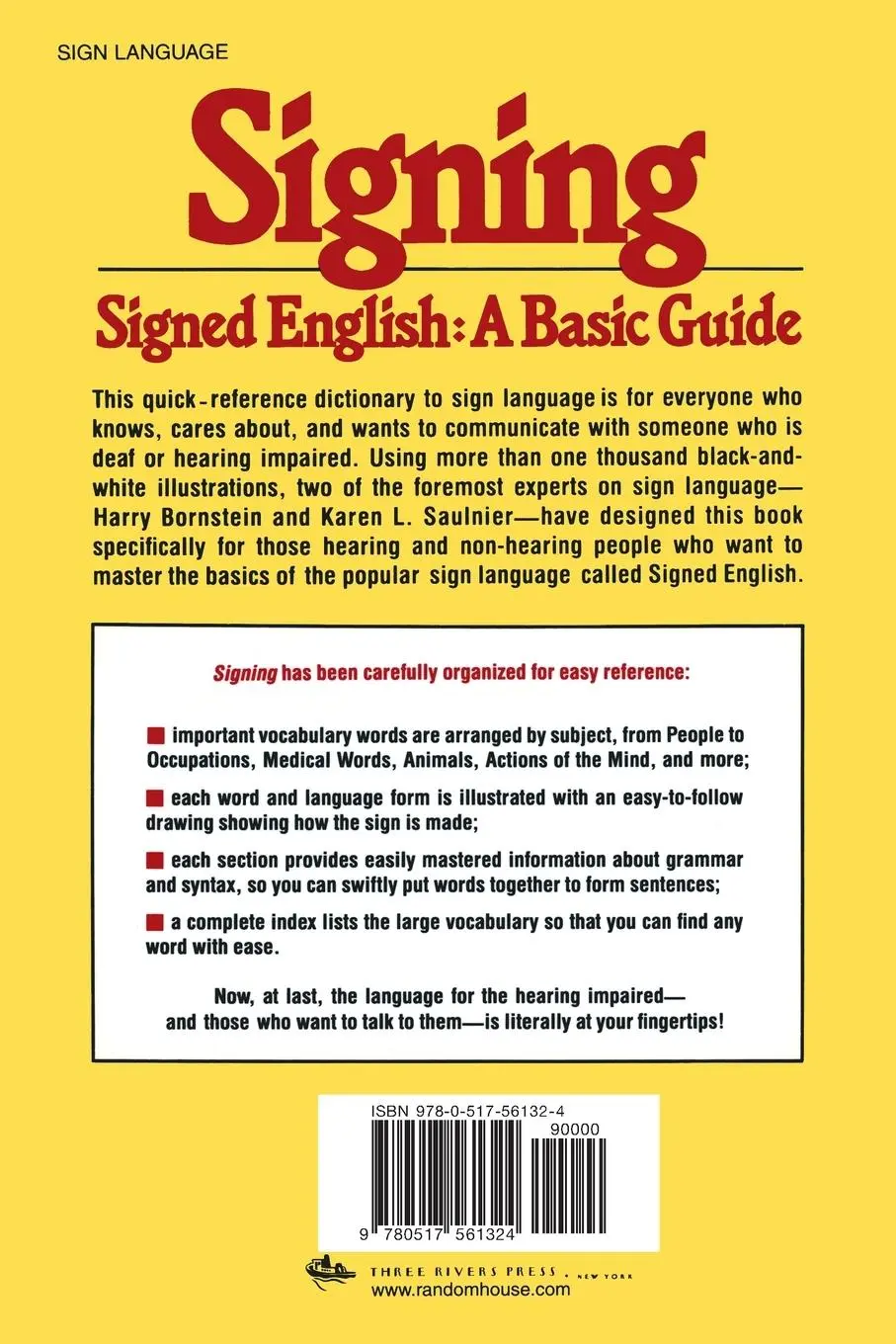 Rückseite: 9780517561324 | Signing | Signed English: A Basic Guide | Harry Bornstein (u. a.)