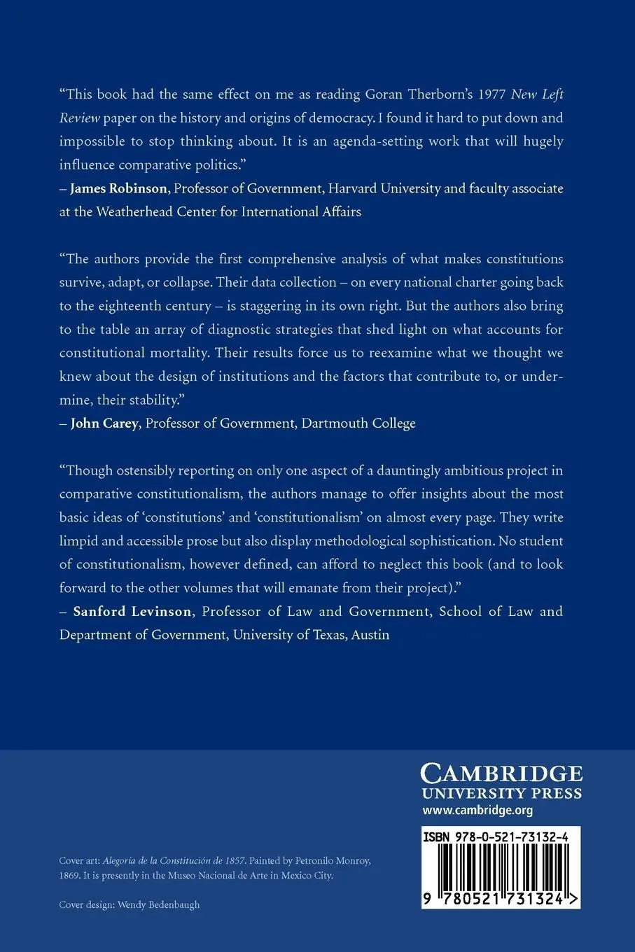 Rückseite: 9780521731324 | The Endurance of National Constitutions | Zachary Elkins (u. a.)