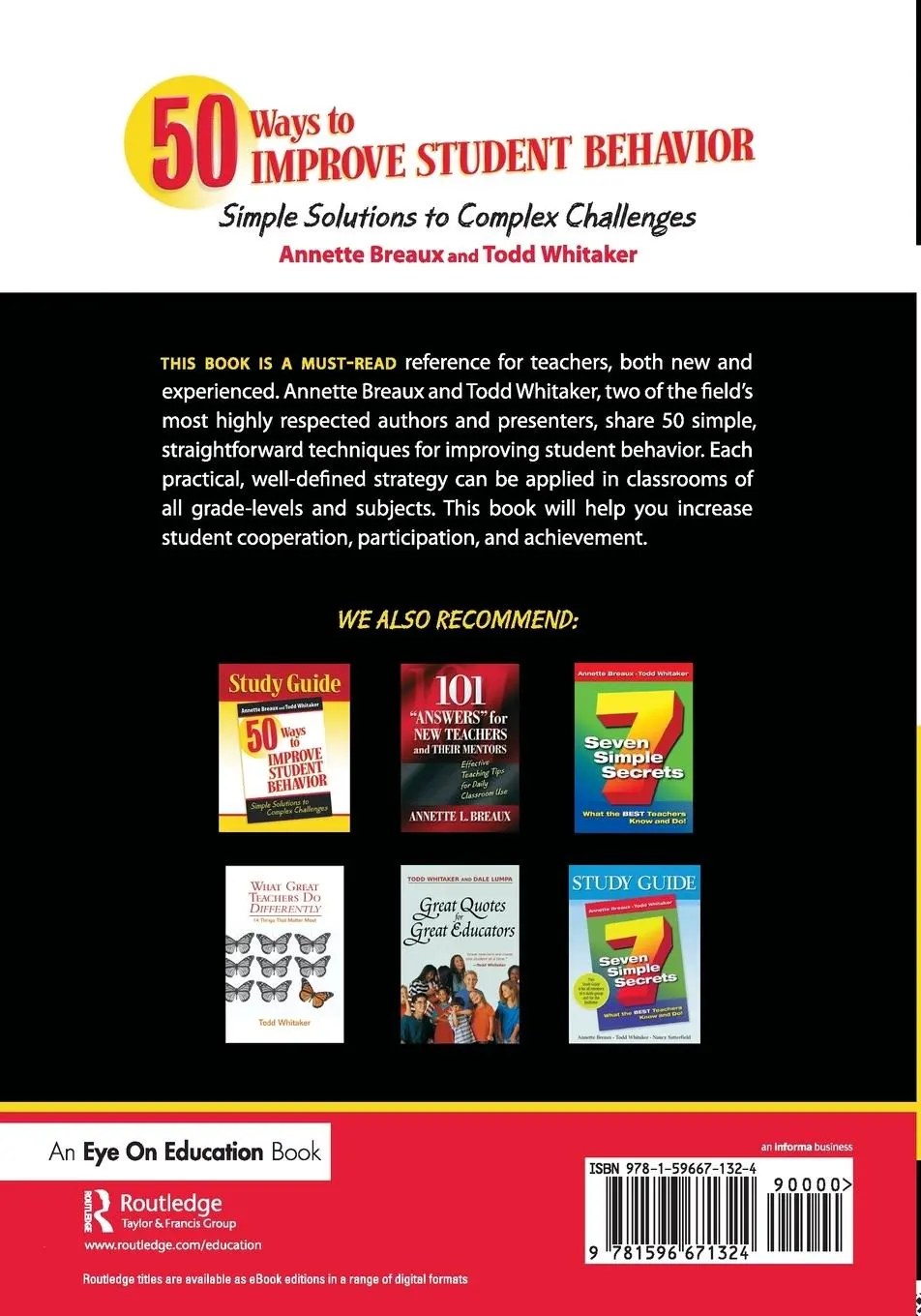 Rückseite: 9781596671324 | 50 Ways to Improve Student Behavior | Todd Whitaker (u. a.) | Buch