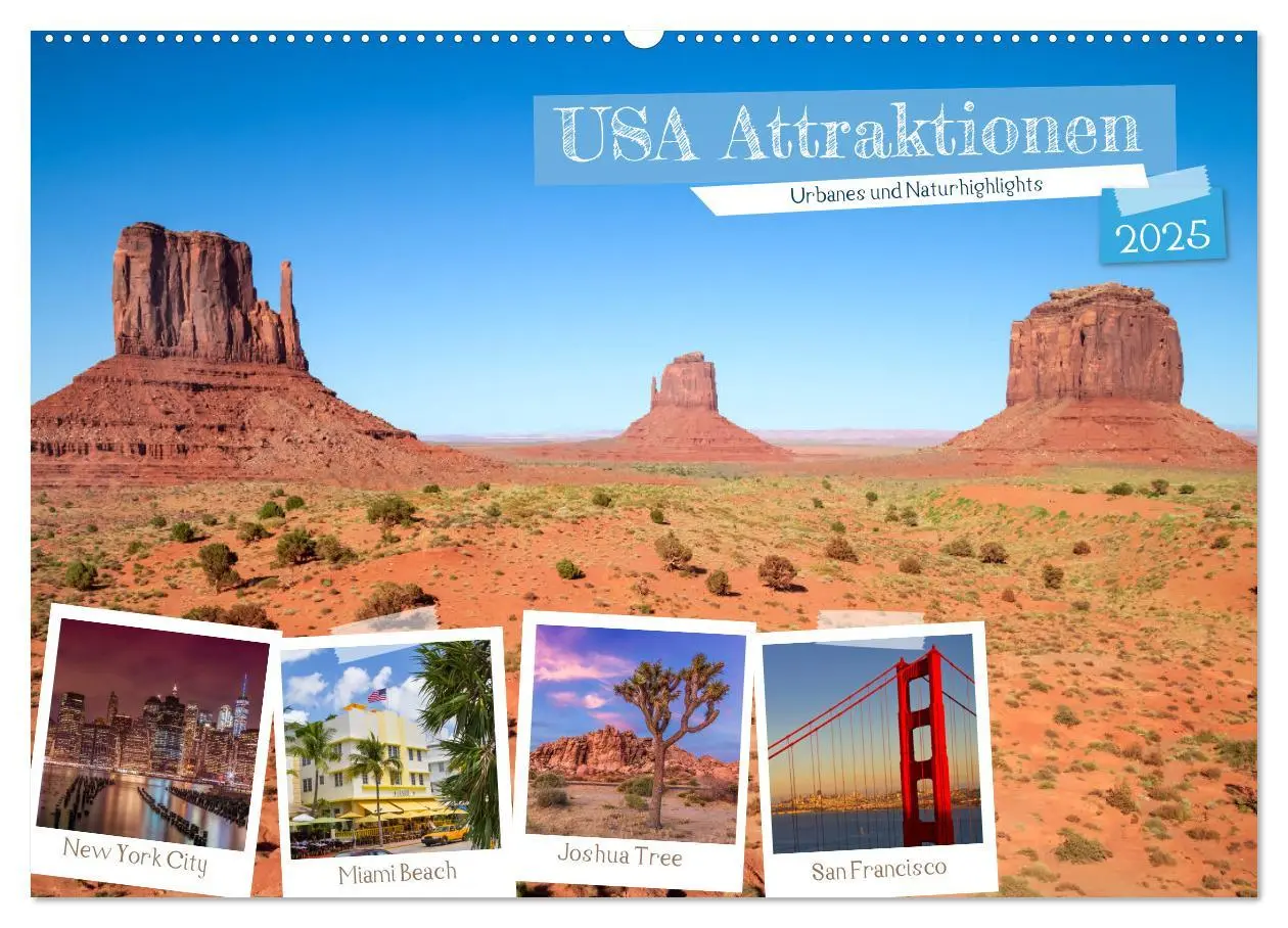 Cover: 9783383901324 | USA ATTRAKTIONEN Urbanes und Naturhighlights (Wandkalender 2025 DIN...