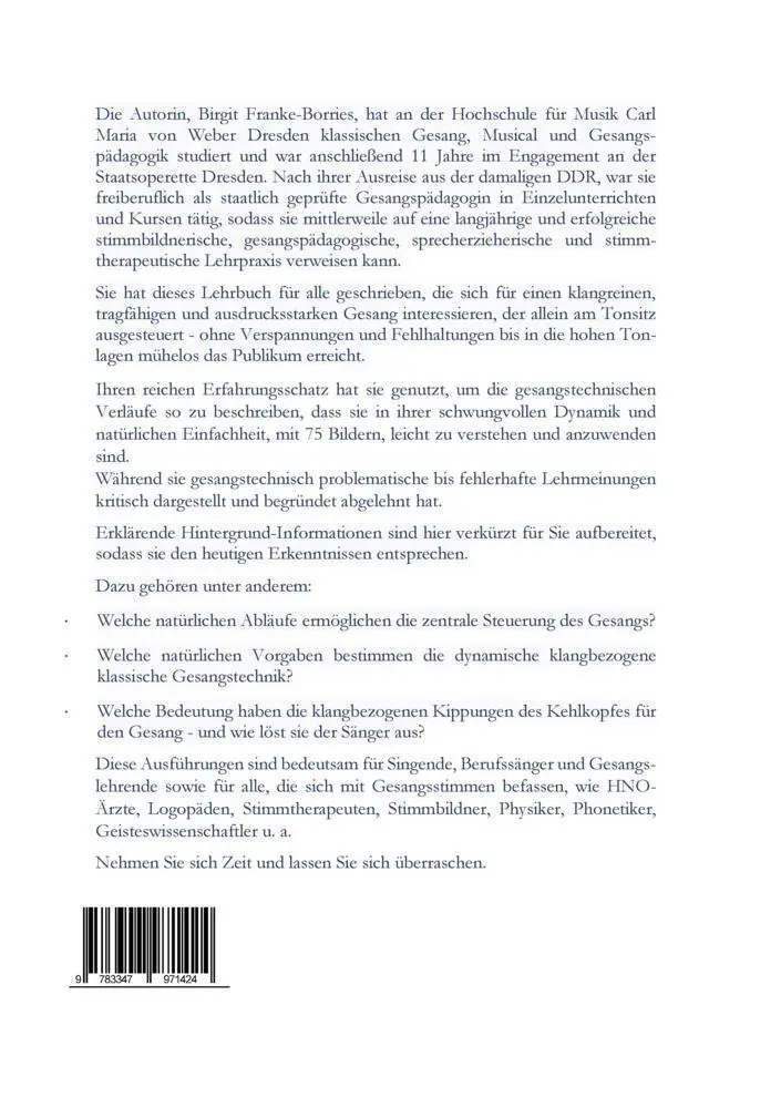 Bild: 9783347971424 | Die zentrale Steuerung des Gesangs | Birgit Franke-Borries | Buch