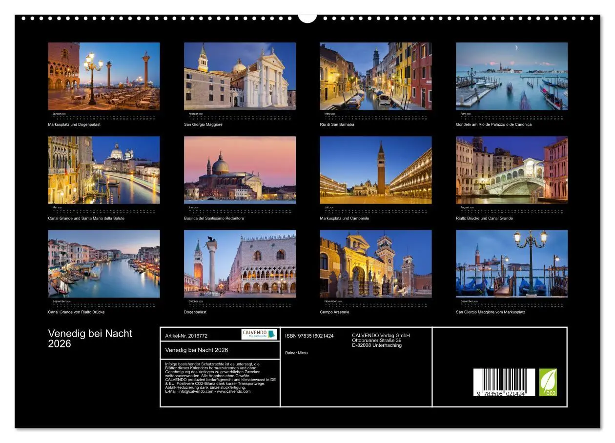 Bild: 9783516021424 | Venedig bei Nacht 2026 (hochwertiger Premium Wandkalender 2026 DIN...