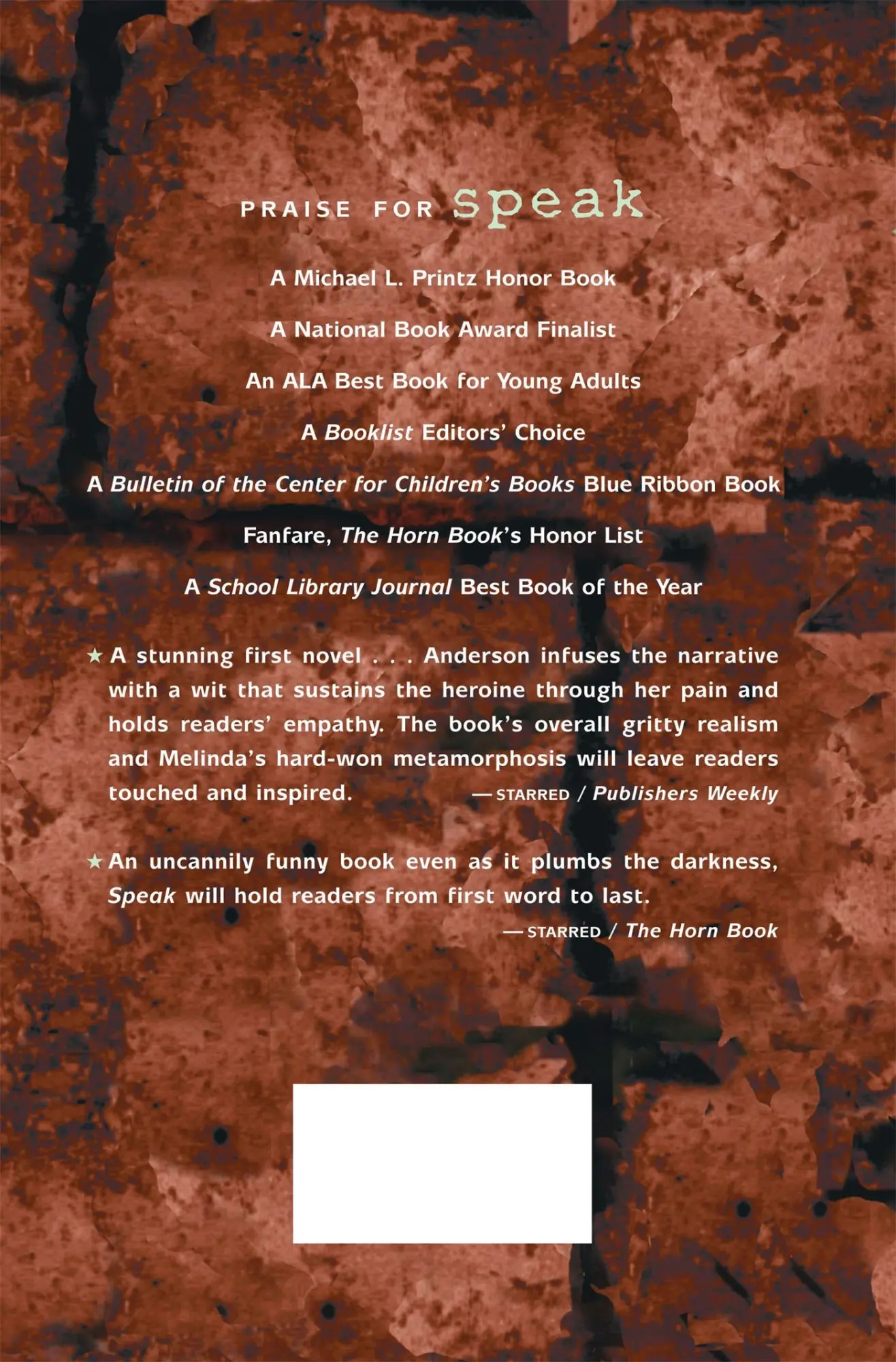 Rückseite: 9780374371524 | Speak | Laurie Halse Anderson | Buch | Gebunden | Englisch | 1999