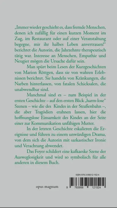 Rückseite: 9783956121524 | ... ausweglos | Kurze Geschichten von Menschen | Marion Röttgen | Buch