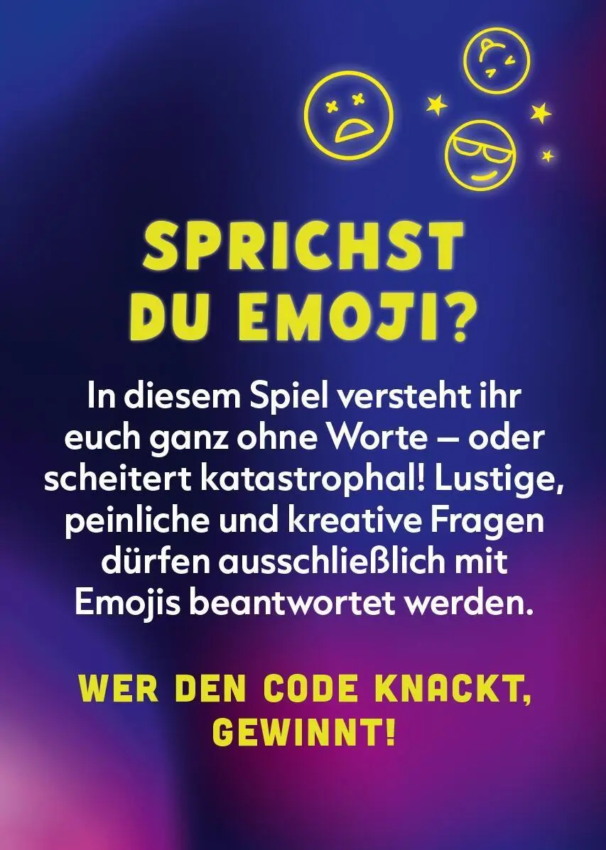 Rückseite: 4014489141624 | Die Emoji-Challenge | Wer knackt den Code? | Box | Partyspiele | 50 S.