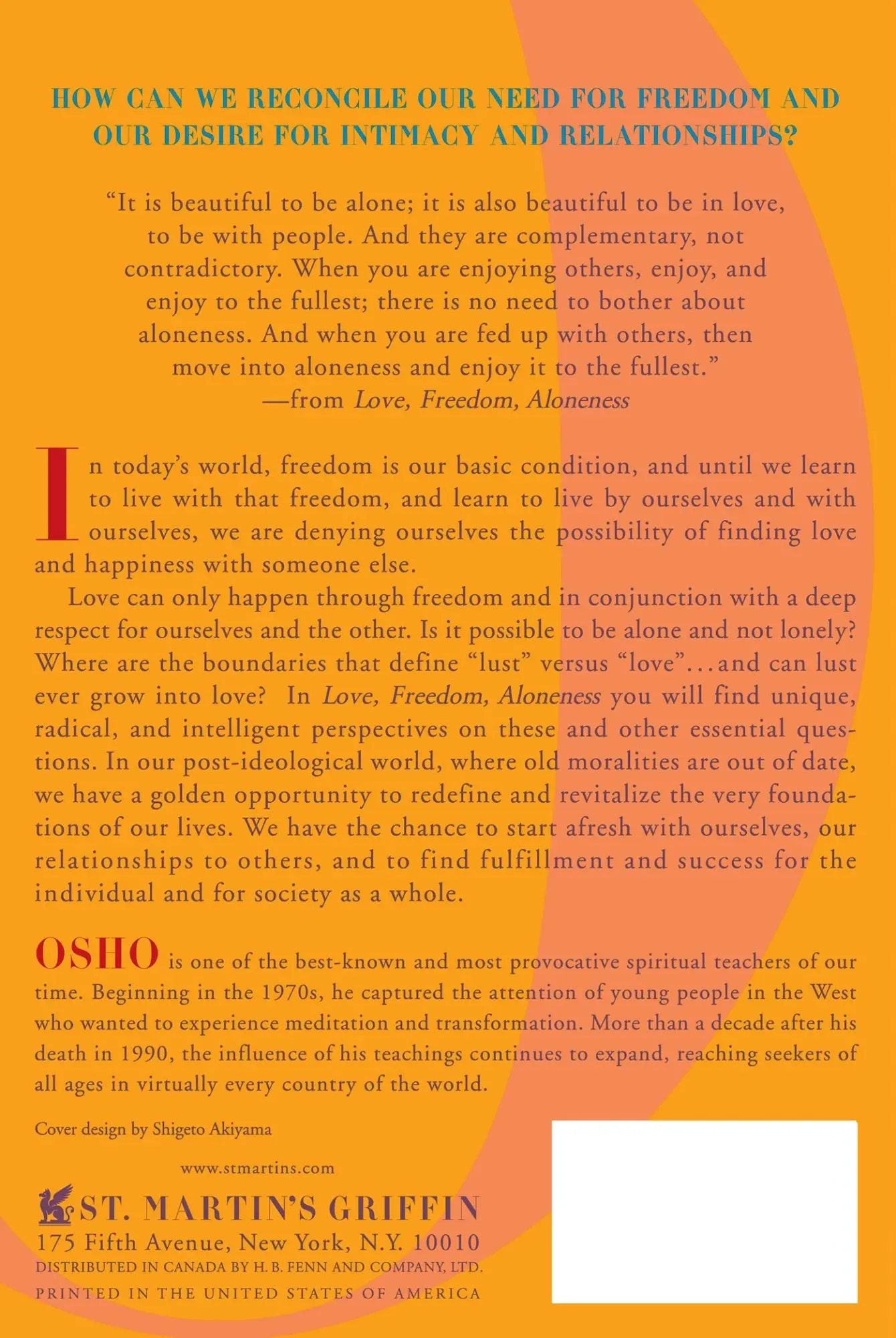 Rückseite: 9780312291624 | Love, Freedom, and Aloneness | The Koan of Relationships | Osho | Buch