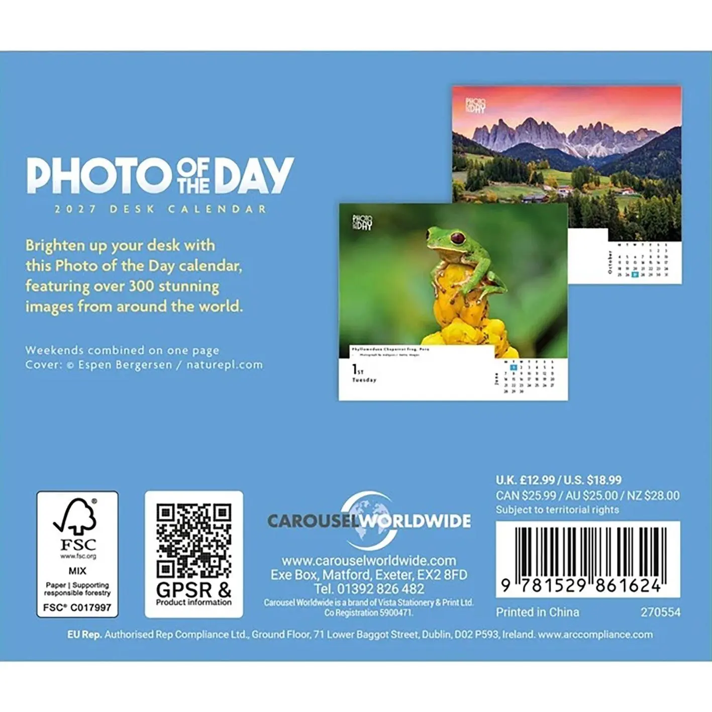Rückseite: 9781529861624 | Photo of the Day - Foto des Tages 2027 | Carousel Calendars | Kalender