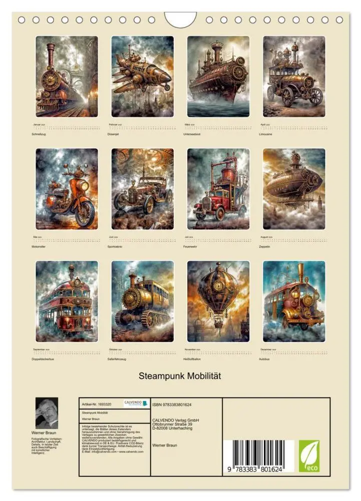 Bild: 9783383801624 | Steampunk Mobilität (Wandkalender 2025 DIN A4 hoch), CALVENDO...