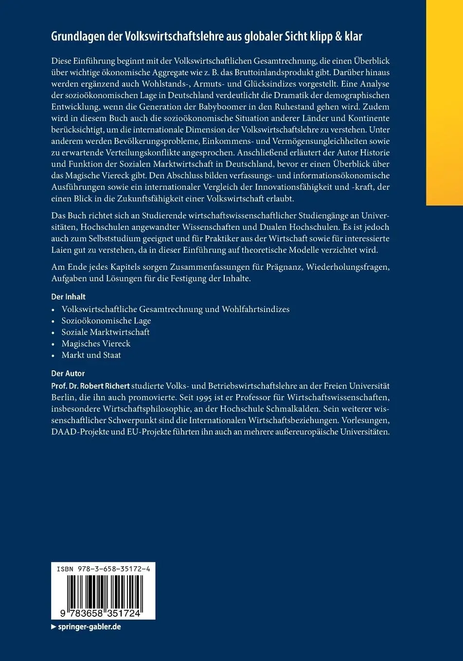 Rückseite: 9783658351724 | Grundlagen der Volkswirtschaftslehre aus globaler Sicht klipp &amp; klar