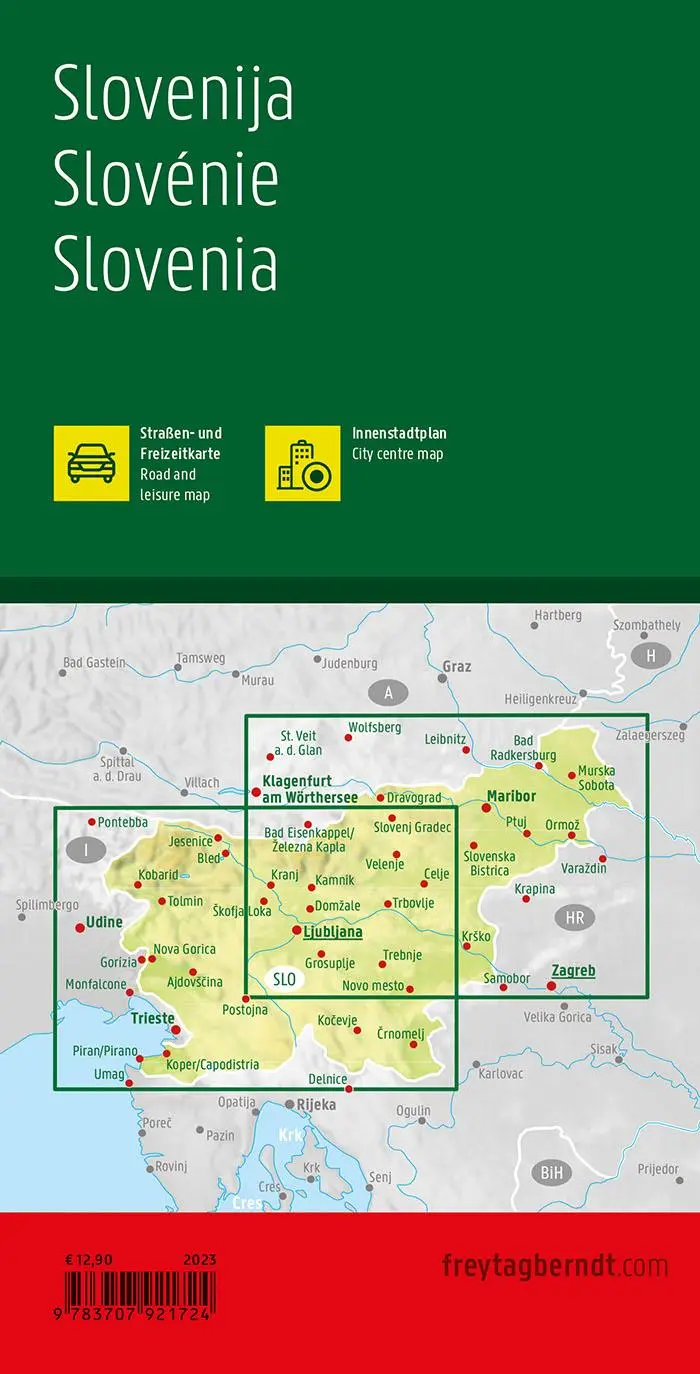 Rückseite: 9783707921724 | Slowenien, Straßen- und Freizeitkarte 1:150.000, freytag &amp; berndt