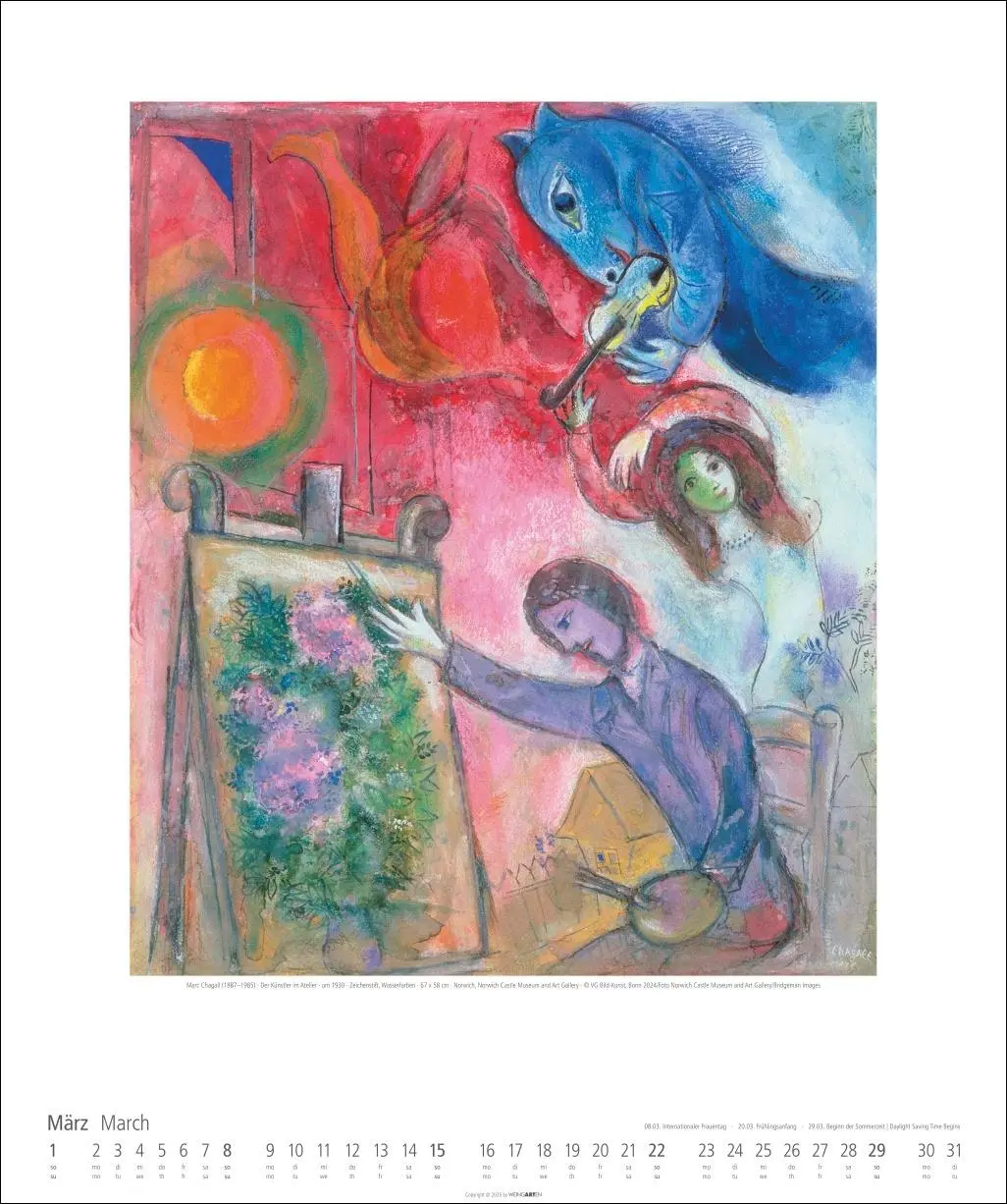 Bild: 9783839901724 | Marc Chagall Kalender 2026 | Marc Chagall | Kalender | Spiralbindung