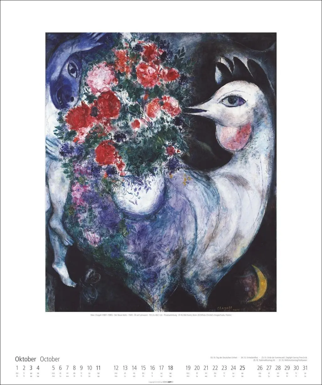 Bild: 9783839901724 | Marc Chagall Kalender 2026 | Marc Chagall | Kalender | Spiralbindung