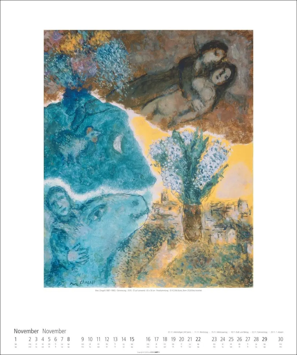 Bild: 9783839901724 | Marc Chagall Kalender 2026 | Marc Chagall | Kalender | Spiralbindung