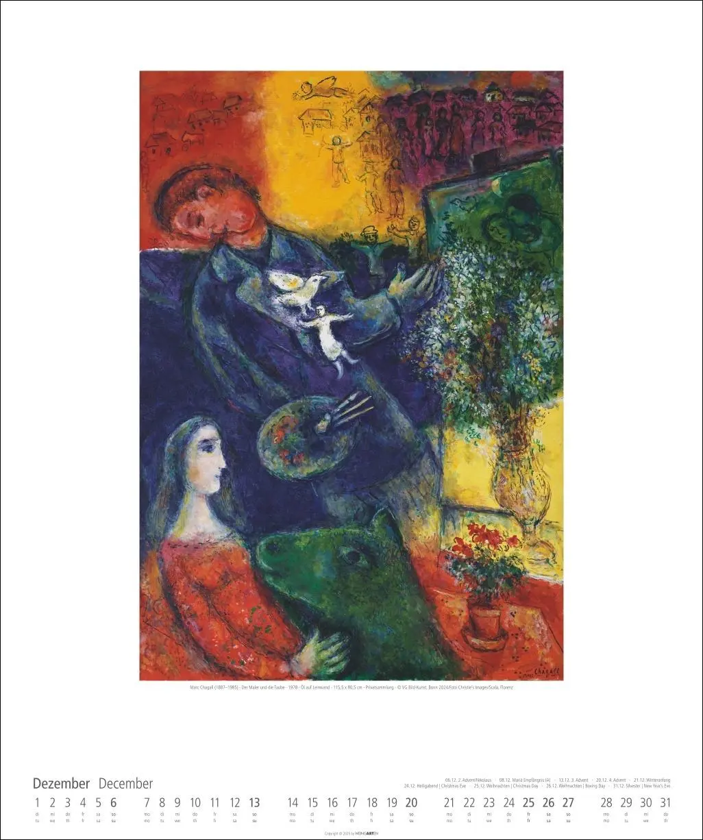 Bild: 9783839901724 | Marc Chagall Kalender 2026 | Marc Chagall | Kalender | Spiralbindung