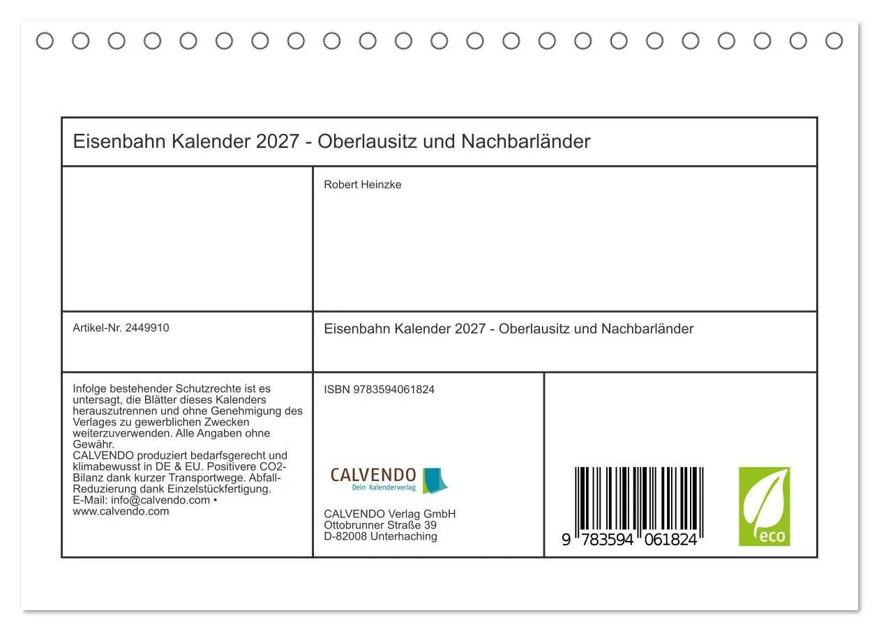 Bild: 9783594061824 | Eisenbahn Kalender 2027 - Oberlausitz und Nachbarländer...