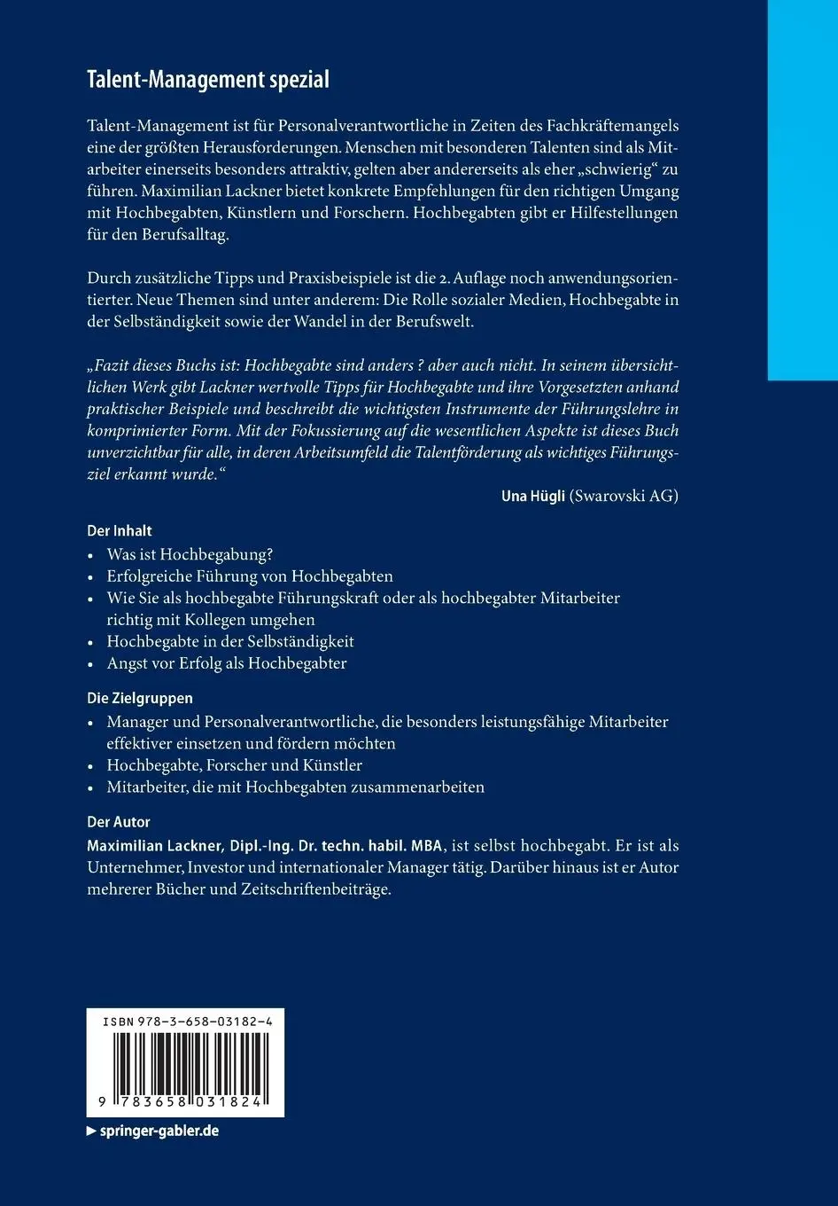 Rückseite: 9783658031824 | Talent-Management spezial | Maximilian Lackner | Taschenbuch | xi