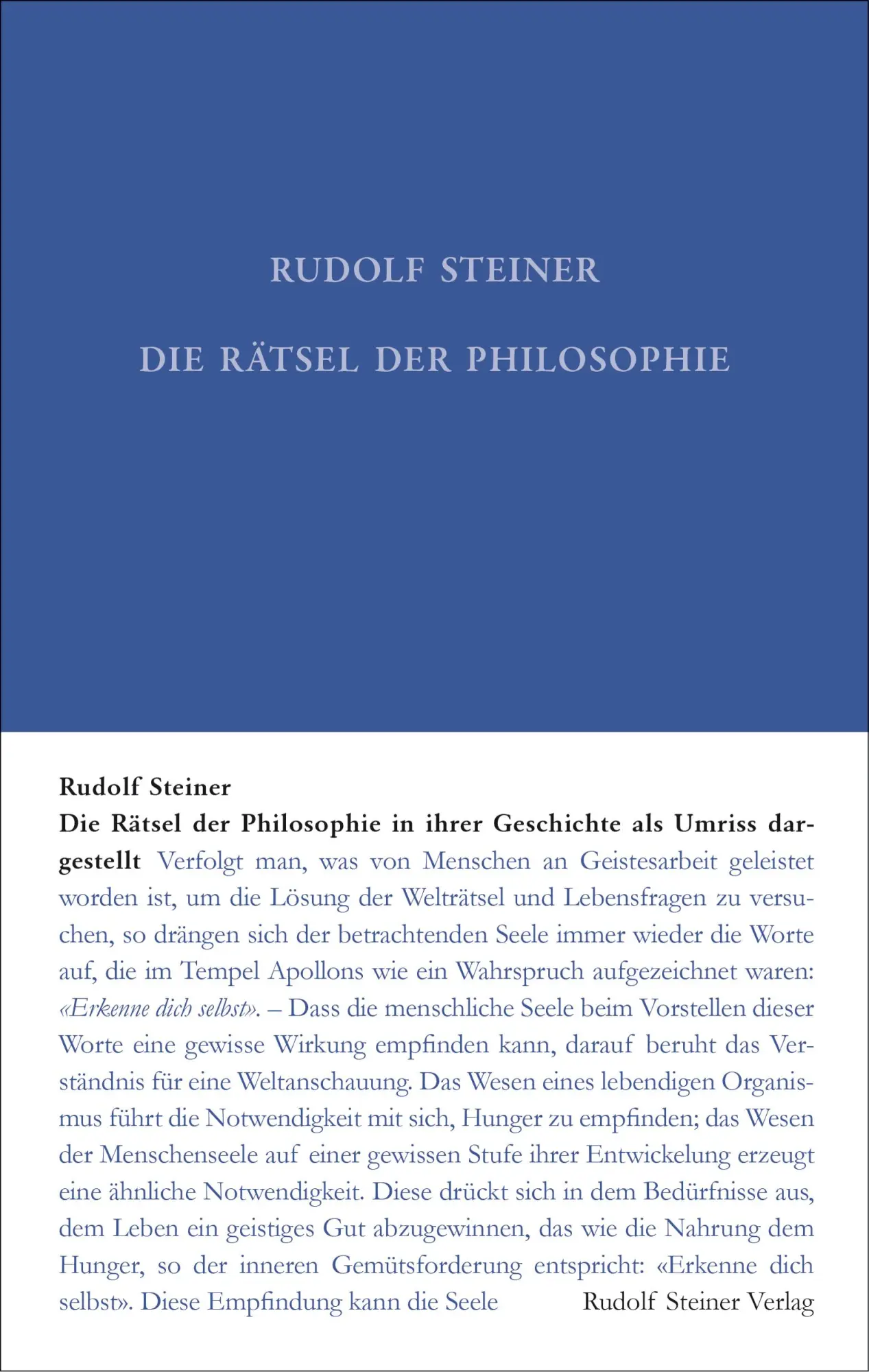 Cover: 9783727401824 | Die Rätsel der Philosophie in ihrer Geschichte als Umriss dargestellt
