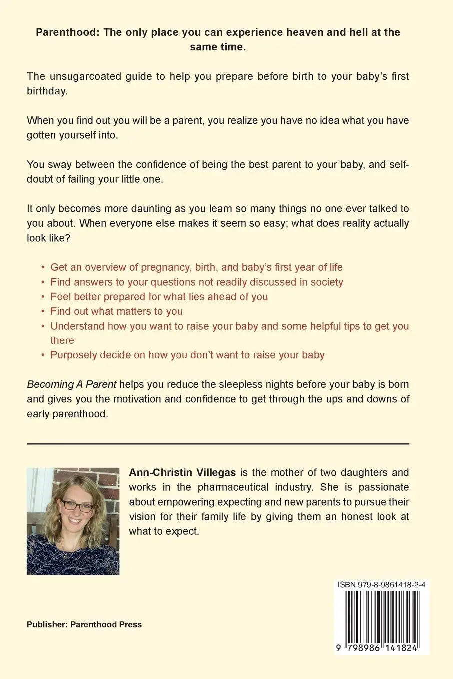 Rückseite: 9798986141824 | Becoming A Parent | Ann-Christin Villegas | Taschenbuch | Englisch