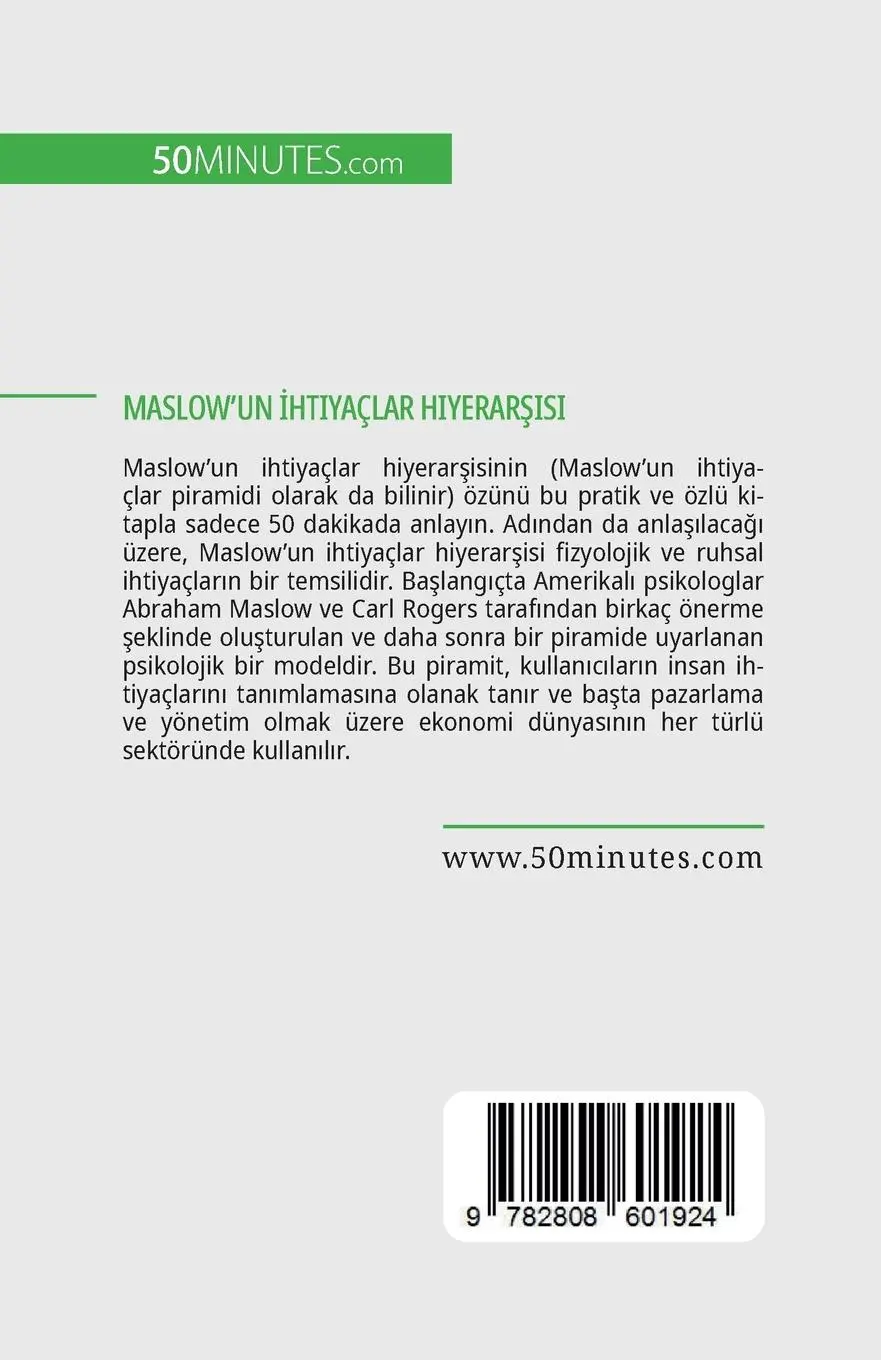 Rückseite: 9782808601924 | Maslow'un ¿htiyaçlar Hiyerar¿isi | Pierre Pichère | Taschenbuch | 2023
