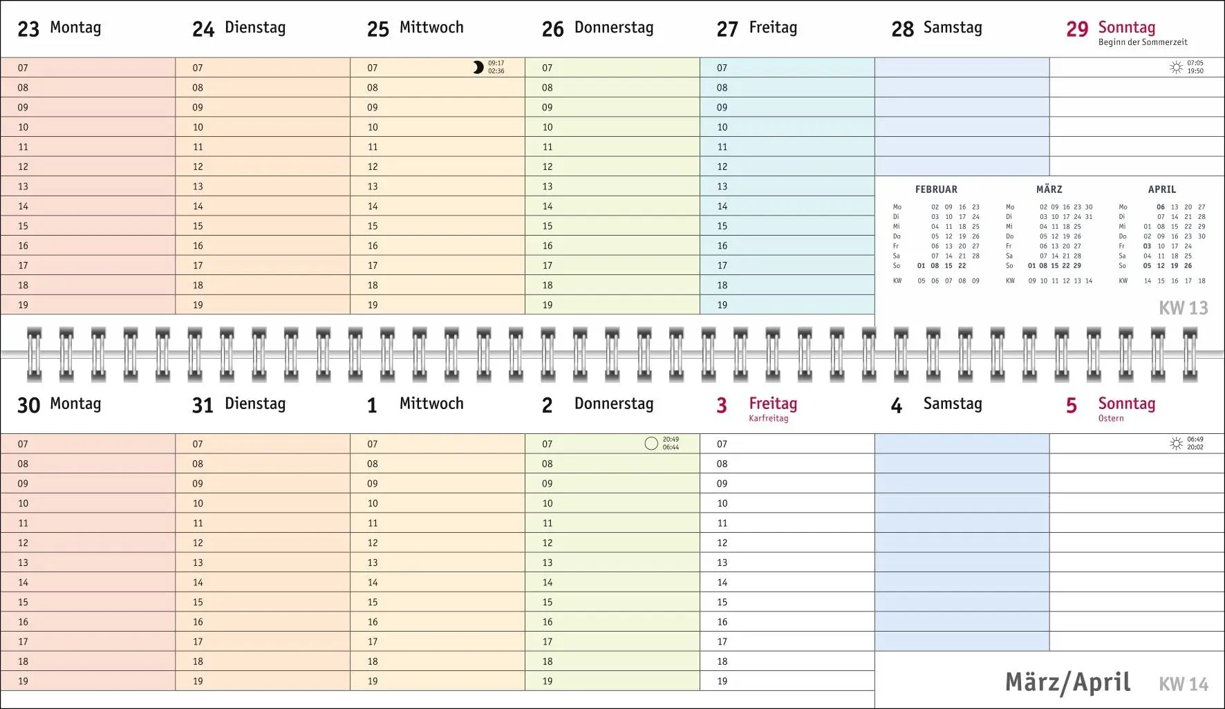 Bild: 9783756411924 | Bunte Wochen Wochenquerplaner 2026 | Heye | Kalender | Spiralbindung
