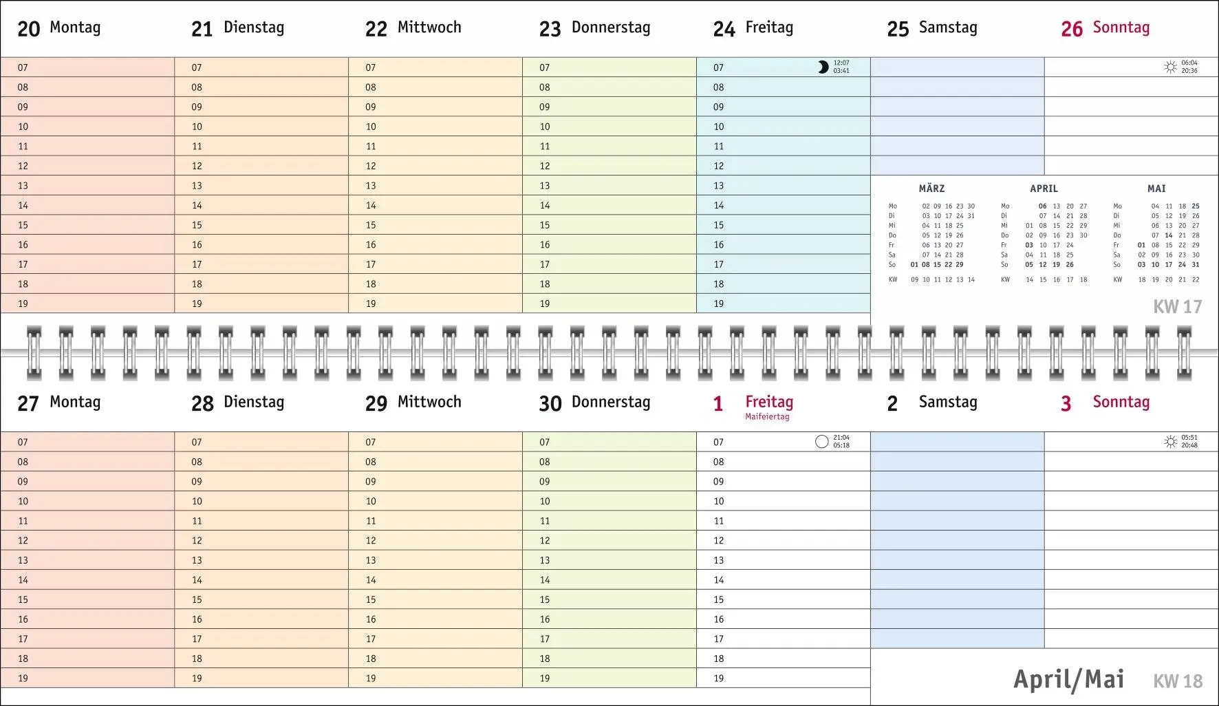 Bild: 9783756411924 | Bunte Wochen Wochenquerplaner 2026 | Heye | Kalender | Spiralbindung