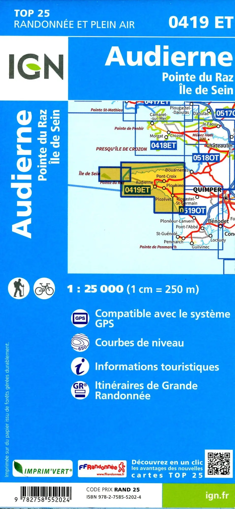 Bild: 9782758552024 | Audierne Pointe du Raz/Sein 1:25 000 | 1:25000 | (Land-)Karte | 2022