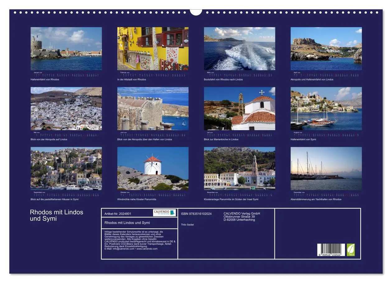 Bild: 9783516102024 | Rhodos mit Lindos und Symi (Wandkalender 2026 DIN A2 quer),...