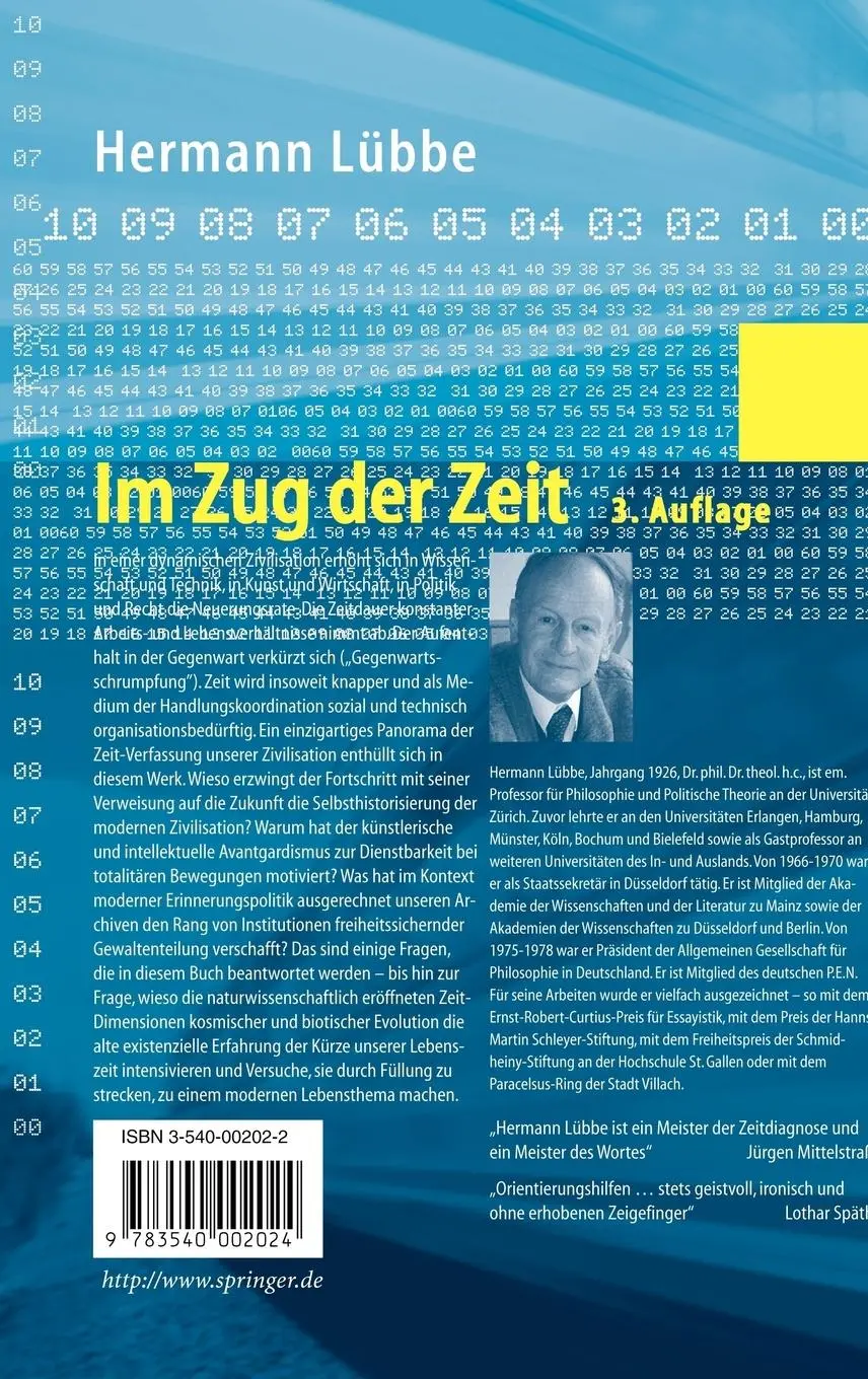 Rückseite: 9783540002024 | Im Zug der Zeit | Verkürzter Aufenthalt in der Gegenwart | Lübbe | xii