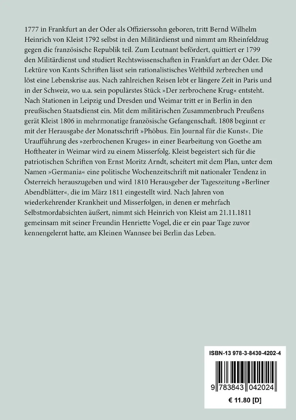 Rückseite: 9783843042024 | Die Familie Schroffenstein | Ein Trauerspiel in fünf Aufzügen | Kleist