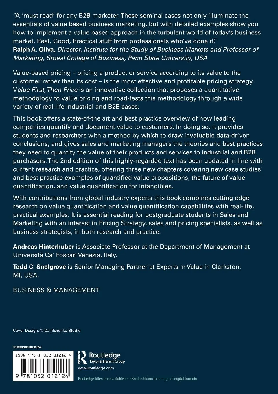 Rückseite: 9781032012124 | Value First, Then Price | Building Value-Based Pricing Strategies