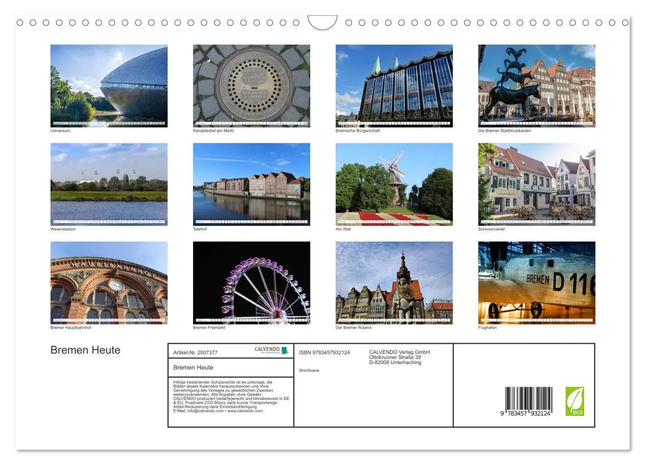 Bild: 9783457932124 | Bremen Heute (Wandkalender 2026 DIN A3 quer), CALVENDO Monatskalender