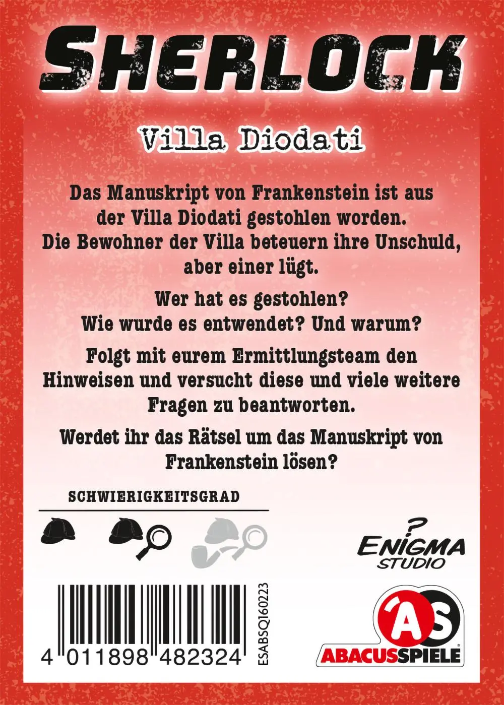 Rückseite: 4011898482324 | Sherlock - Villa Diodati | Neues Spiel aus der Sherlock Krimi Reihe.