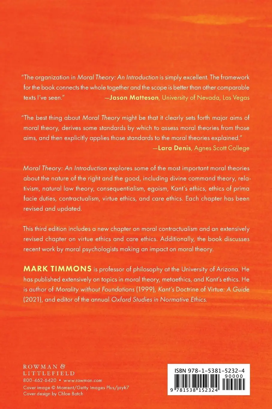 Rückseite: 9781538152324 | Moral Theory | An Introduction | Mark Timmons | Taschenbuch | Englisch