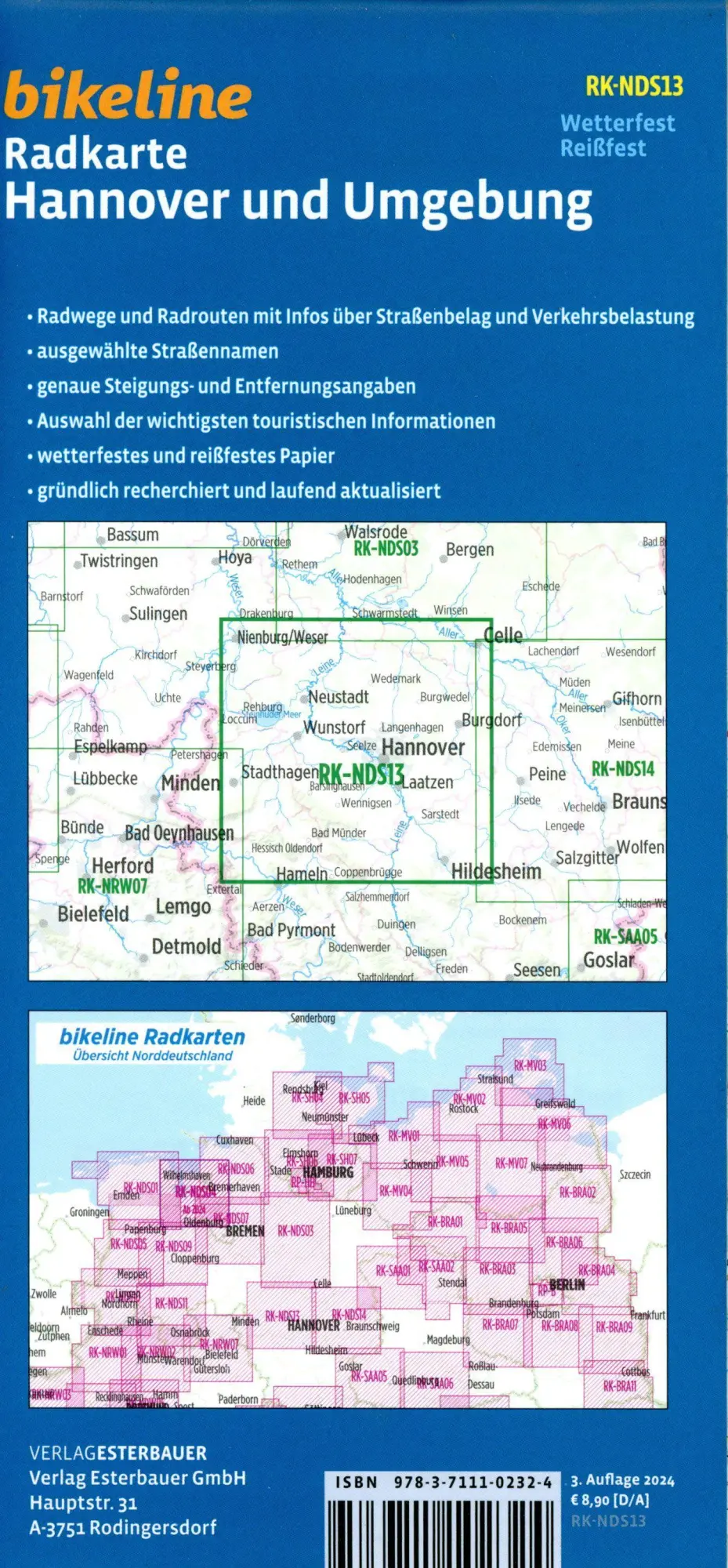 Bild: 9783711102324 | Radkarte Hannover und Umgebung (RK-NDS13) | Esterbauer Verlag | 2024