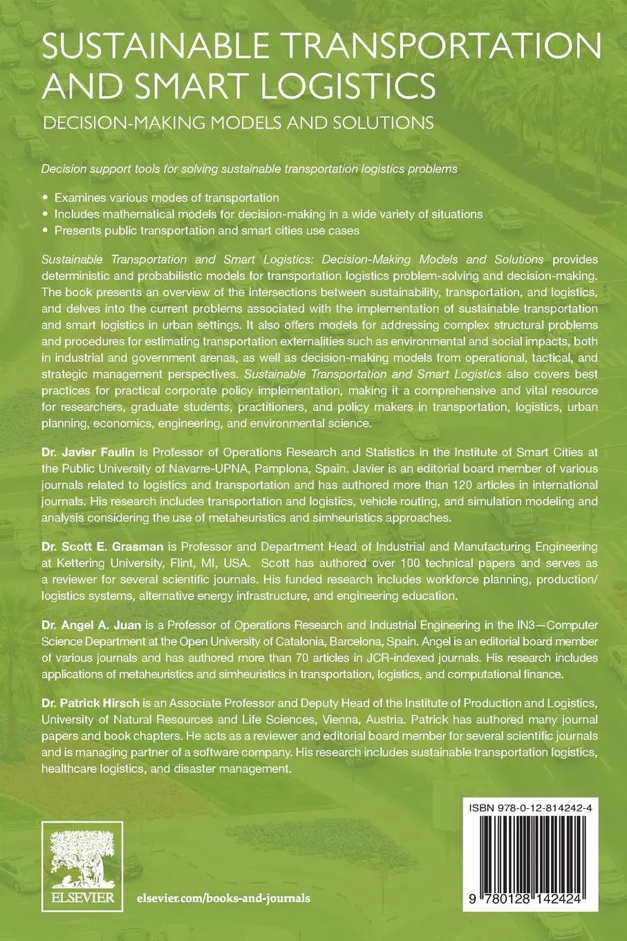 Rückseite: 9780128142424 | Sustainable Transportation and Smart Logistics | Javier Faulin (u. a.)
