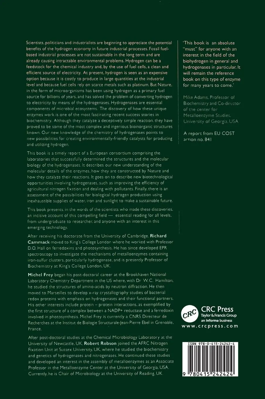 Rückseite: 9780415242424 | Hydrogen as a Fuel | Learning from Nature | Richard Cammack (u. a.)