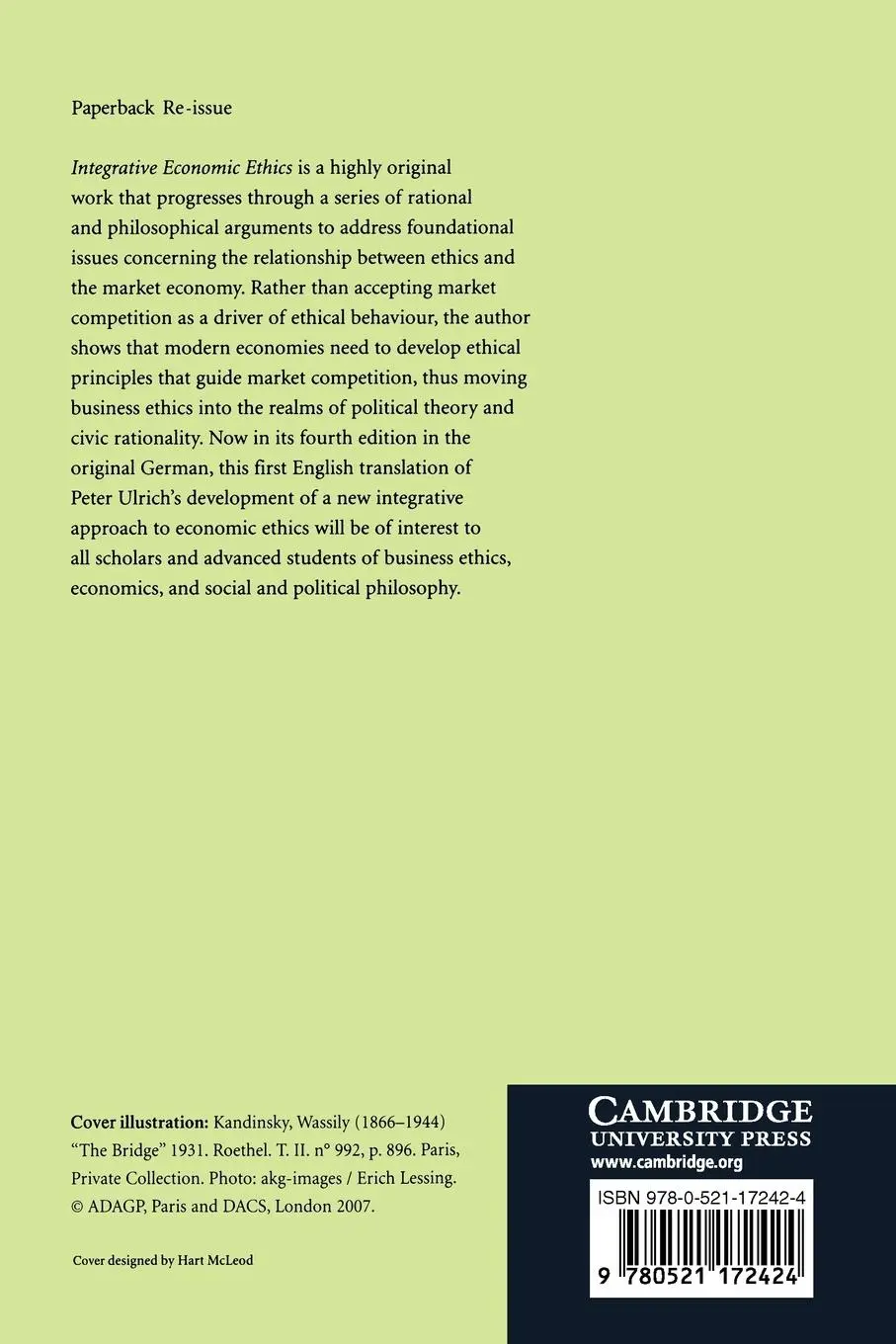 Rückseite: 9780521172424 | Integrative Economic Ethics | Ulrich Peter (u. a.) | Taschenbuch