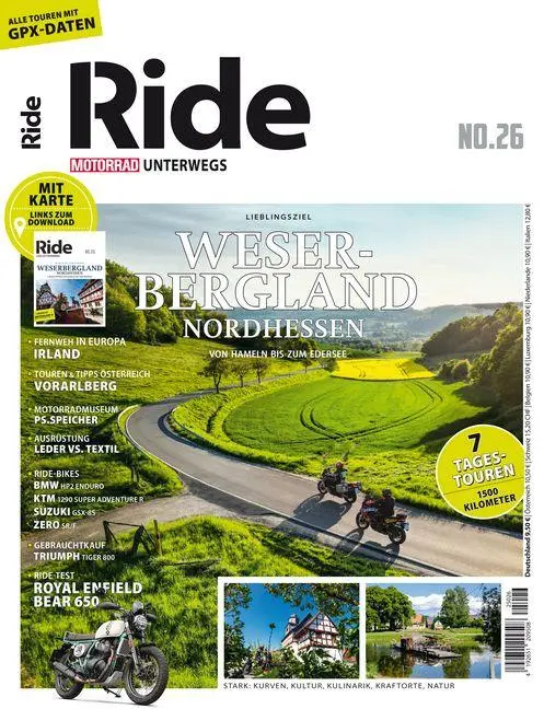 Cover: 9783613322424 | RIDE - Motorrad unterwegs, No. 26 | Weserbergland | Taschenbuch | 2025