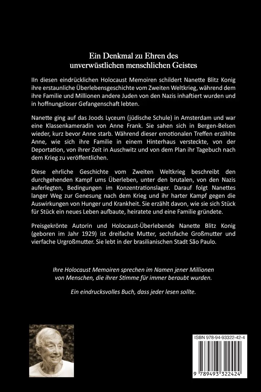 Rückseite: 9789493322424 | Holocaust Memoiren einer Bergen-Belsen Überlebenden | Konig | Buch