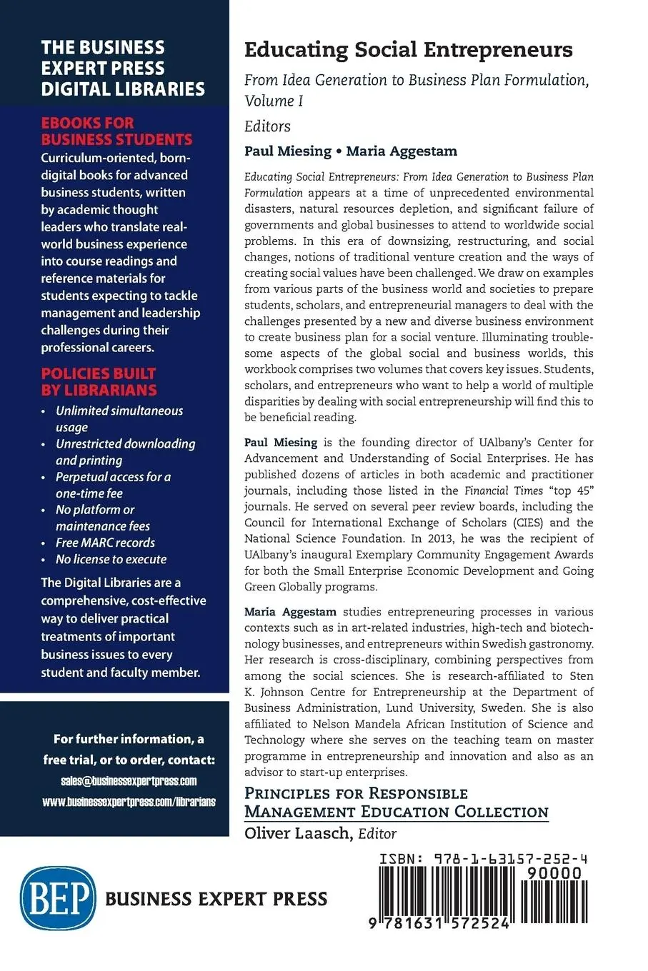 Rückseite: 9781631572524 | Educating Social Entrepreneurs, Volume I | Paul Miesing (u. a.) | Buch