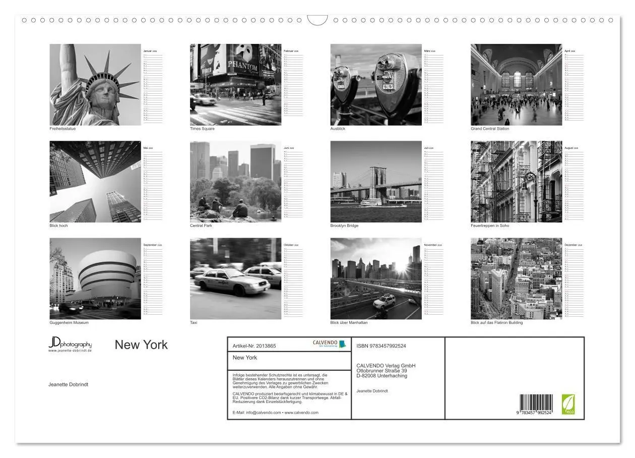 Bild: 9783457992524 | New York (Wandkalender 2026 DIN A2 quer), CALVENDO Monatskalender