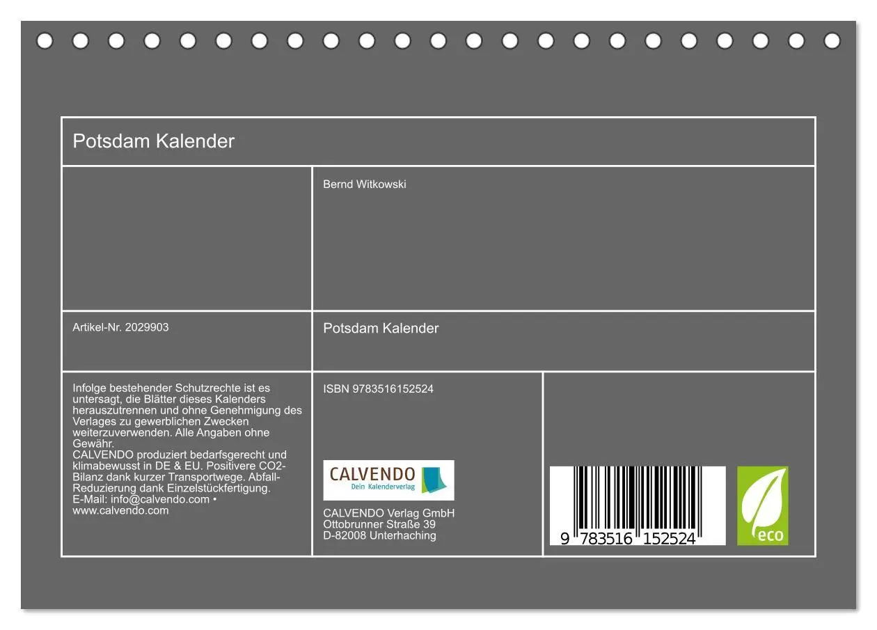 Bild: 9783516152524 | Potsdam Kalender (Tischkalender 2026 DIN A5 quer), CALVENDO...