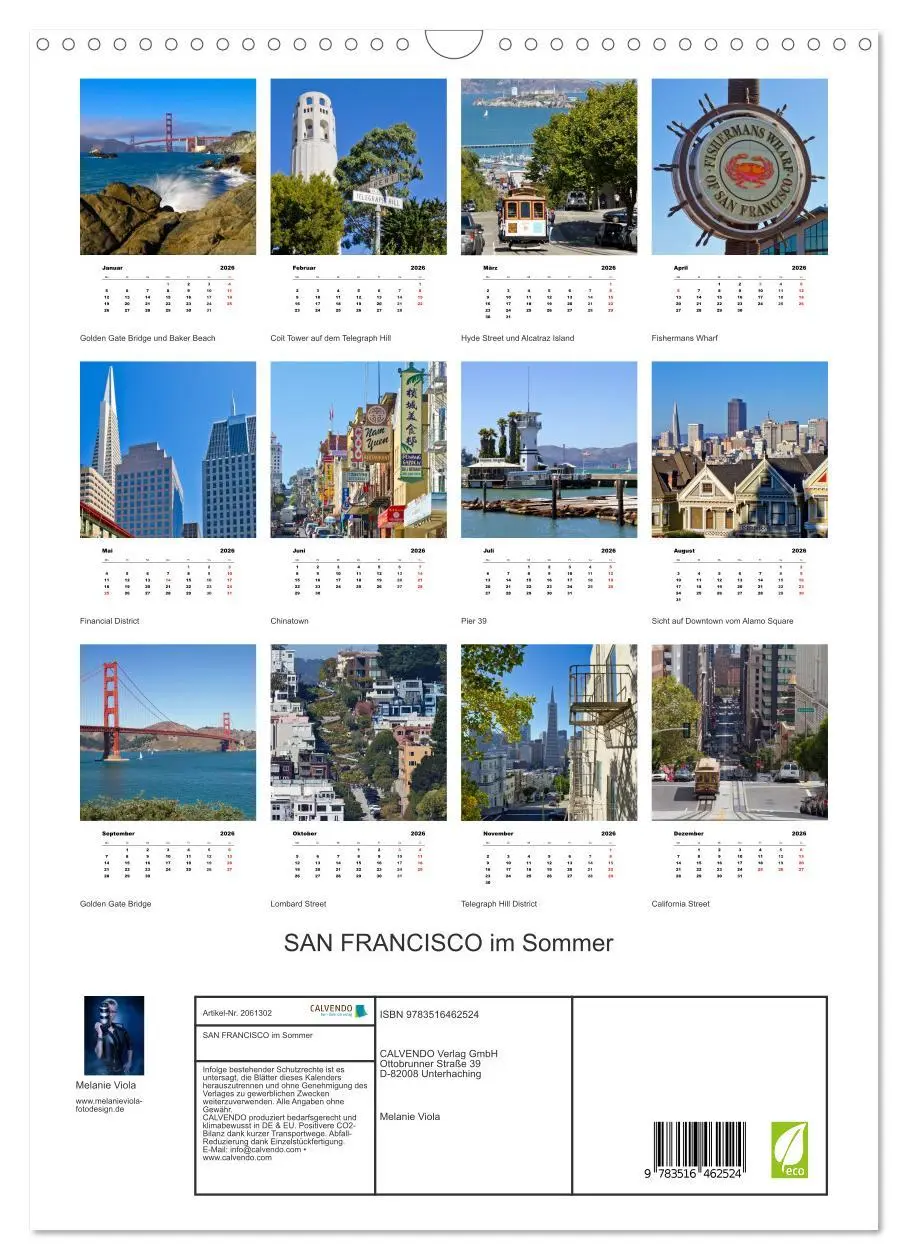 Bild: 9783516462524 | SAN FRANCISCO im Sommer (Wandkalender 2026 DIN A3 hoch), CALVENDO...