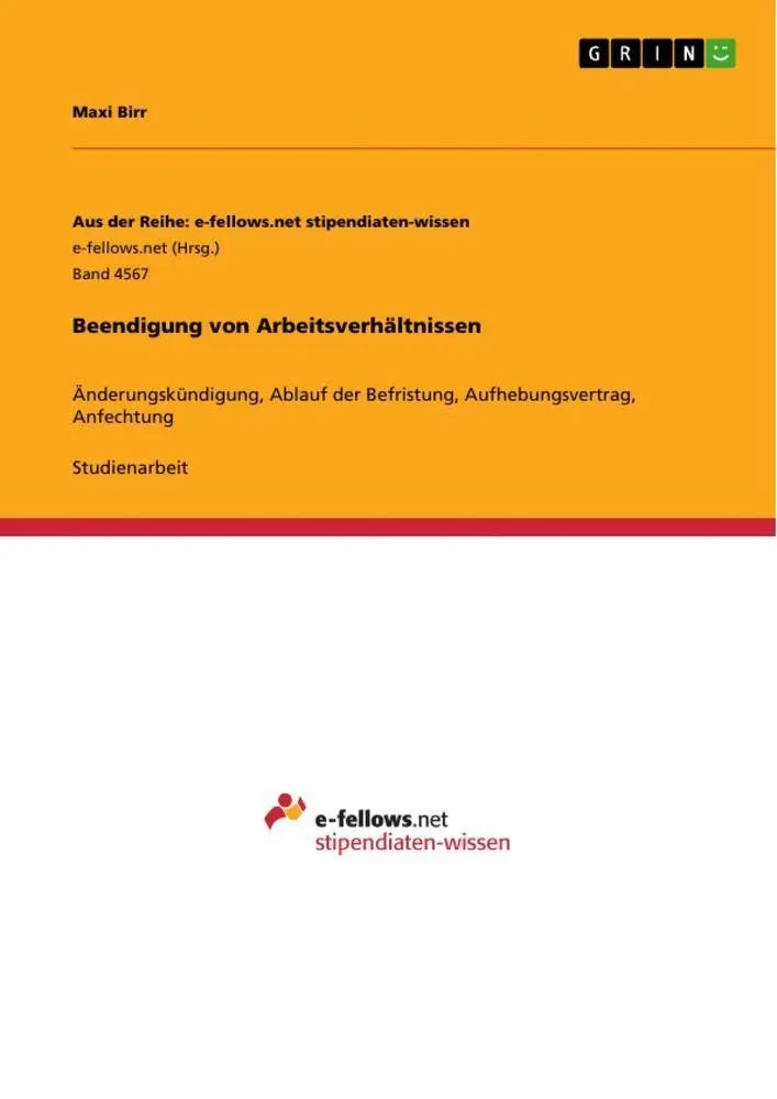 Cover: 9783346482624 | Beendigung von Arbeitsverhältnissen | Maxi Birr | Taschenbuch | 24 S.