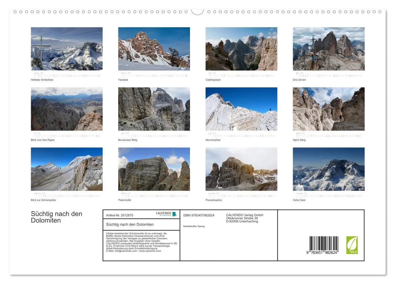 Bild: 9783457982624 | Süchtig nach den Dolomiten (hochwertiger Premium Wandkalender 2026...