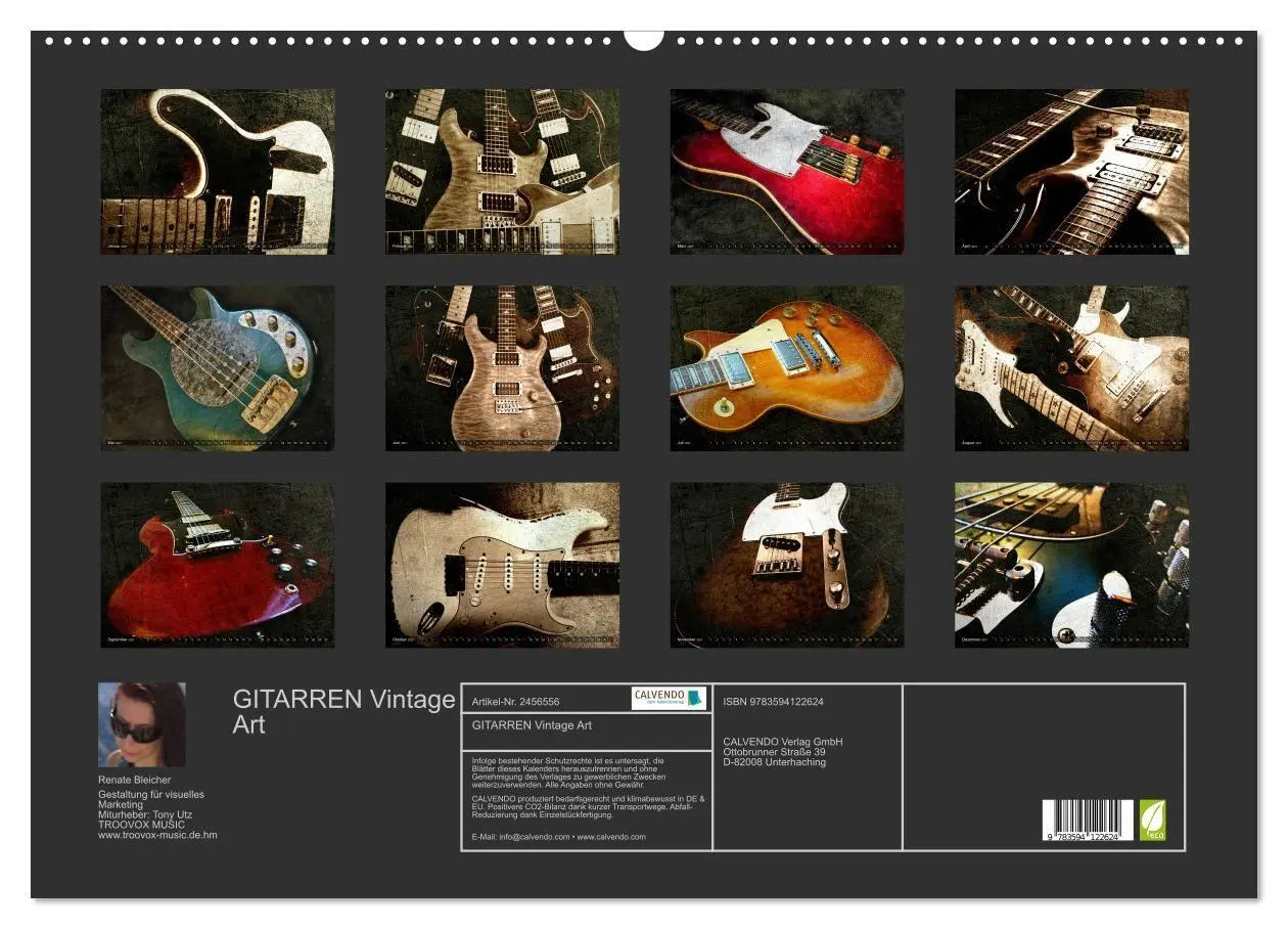 Bild: 9783594122624 | GITARREN Vintage Art (Wandkalender 2027 DIN A2 quer), CALVENDO...