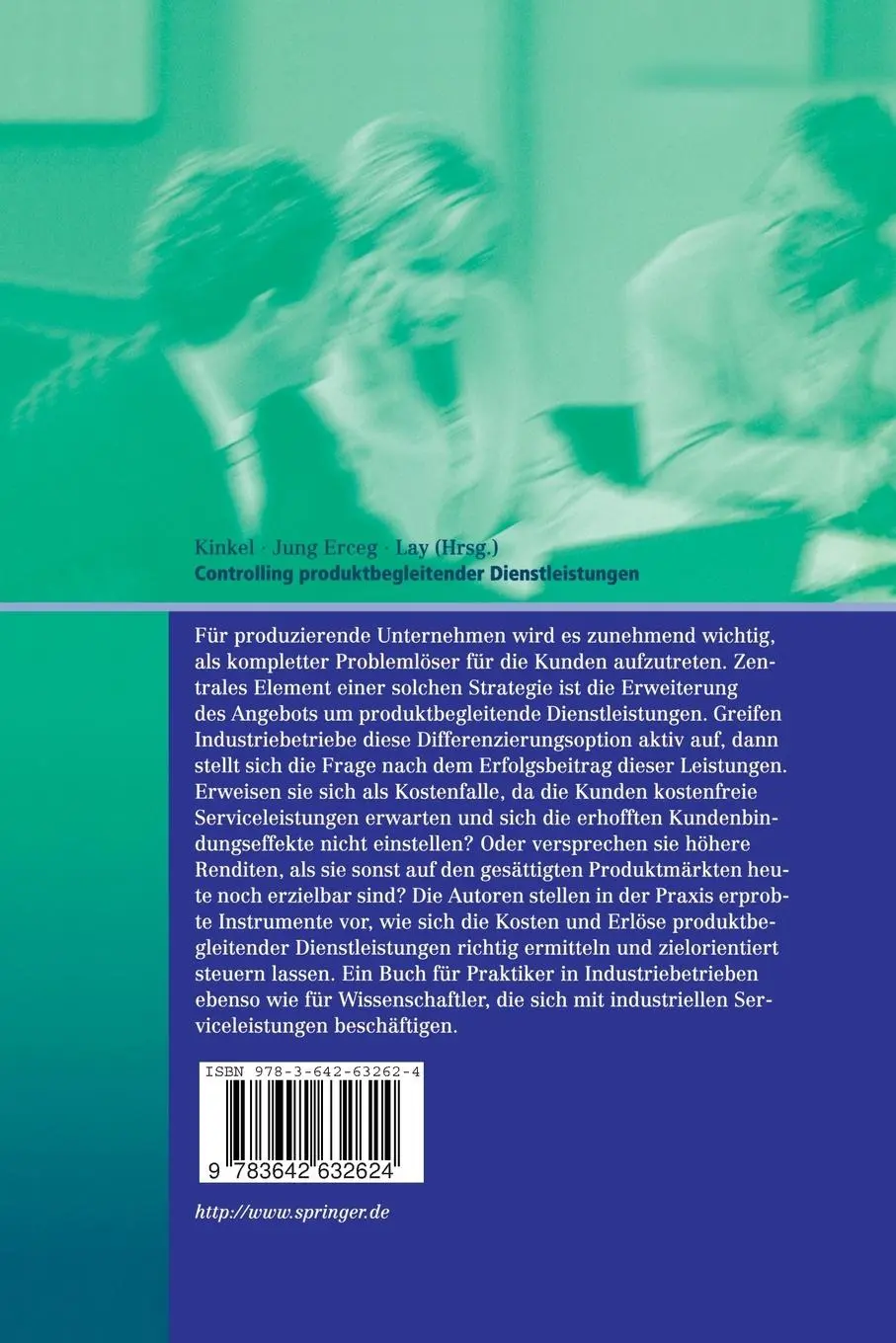 Rückseite: 9783642632624 | Controlling produktbegleitender Dienstleistungen | Kinkel (u. a.) | ix
