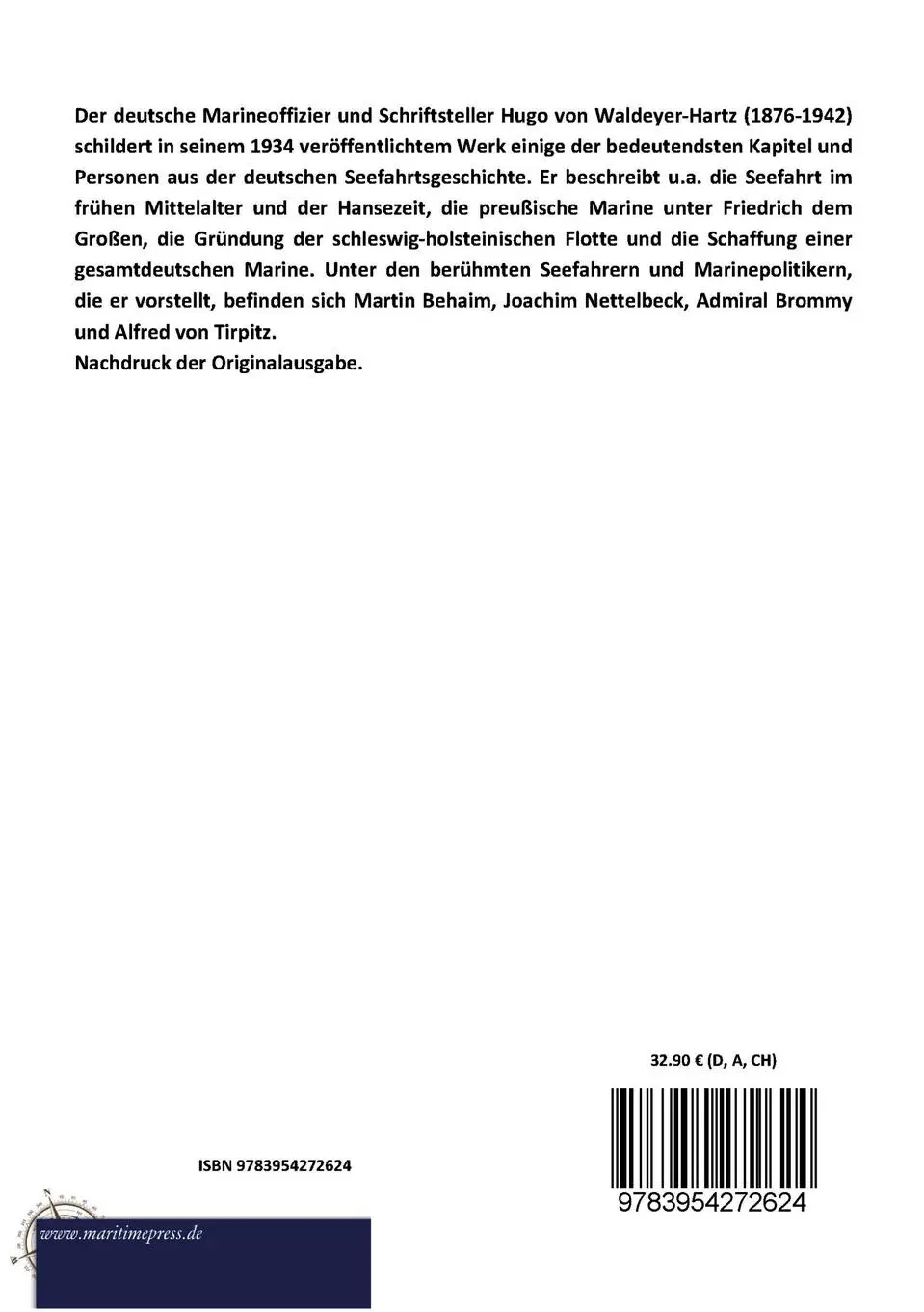 Rückseite: 9783954272624 | Männer und Bilder deutscher Seefahrt | Hugo von Waldeyer-Hartz | Buch
